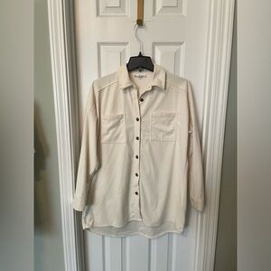 Blue Blossom boutique women's off-white corduroy button up shacket